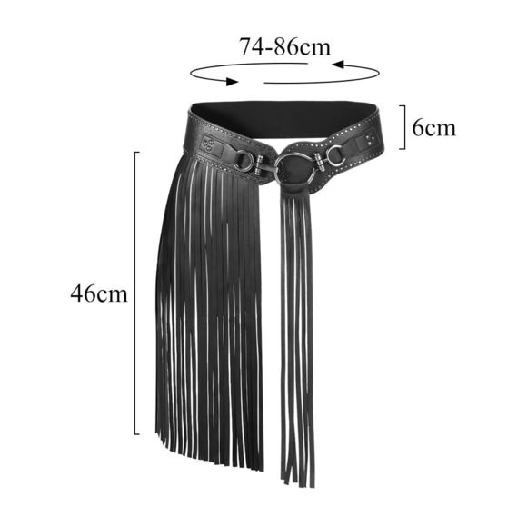 Women Leather Tassel Fringe Belt Gothic Tassel Waist Belt Western Punk Skirt🦑 - Picture 7 of 7